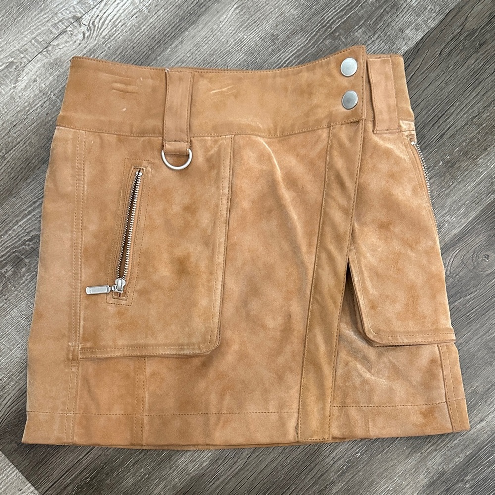 Free people Suede wrap Mini Skirt with Zipper pockets